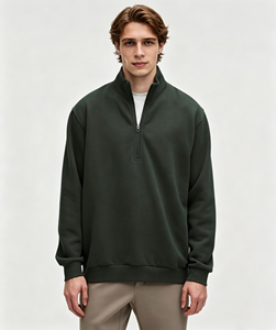 <span class=keywords><strong>Felpa</strong></span> con Zip <span class=keywords><strong>Blu</strong></span> Scuro Personalizzata OEM di Alta Qualità, Pullover in Pile di Cotone, Felpe Sportive da <span class=keywords><strong>Uomo</strong></span> con Zip Corta - Product Image 5