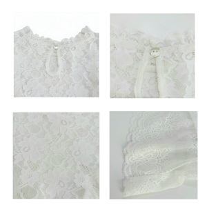 <b>White</b> <b>Lace</b> Layered Women T Shirt Short Sleeve Knitted <b>Top</b> Floral Sheer Peplum Tee Summer Wear - Product Image 6