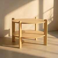 Étagère de table double moderne en bois robuste et résistante aux intempéries LONGRIVER, directement de l'usine, multifonctionnelle et écologique pour l'intérieur