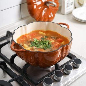 Promotion de Noël Citrouille <span class=keywords><strong>En</strong></span> <span class=keywords><strong>Fonte</strong></span> Émaillée Casserole B2B Fabrication Ustensiles De Cuisine Cuisine Décor Ragoût Pot pour Ménage - Product Image 5