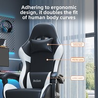 Chaise de jeu pour ordinateur/e-sport, chaise de bureau ergonomique en cuir avec soutien lombaire, confortable pour les longues heures de travail, réglable en hauteur