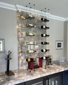 Étagère à vin personnalisée porte-bouteille casier à vin suspendu câble métallique flottant système de câble de vin avec <span class=keywords><strong>verre</strong></span> propre et clip ruban - Product Image 6