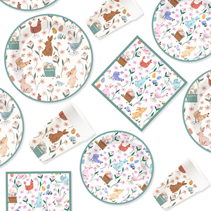 ชุดตกแต่งธีมปาร์ตี้อีสเตอร์ DAMAI ขายส่งจำนวนมาก ประกอบด้วยดอกไม้ กระต่าย ตะกร้าไข่ จานกระดาษ ผ้าปูโต๊ะ ชุดภาชนะใช้แล้วทิ้งสำหรับงานปาร์ตี้ - Product Image 4