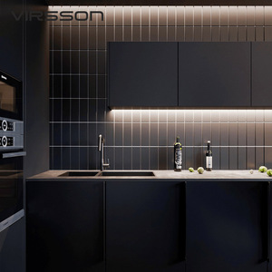 Gabinetes de Cocina Modulares de Alta Gama con Base para Fregadero, Diseño en Pintura Negra Brillante y Tablero de Melamina - Product Image 2