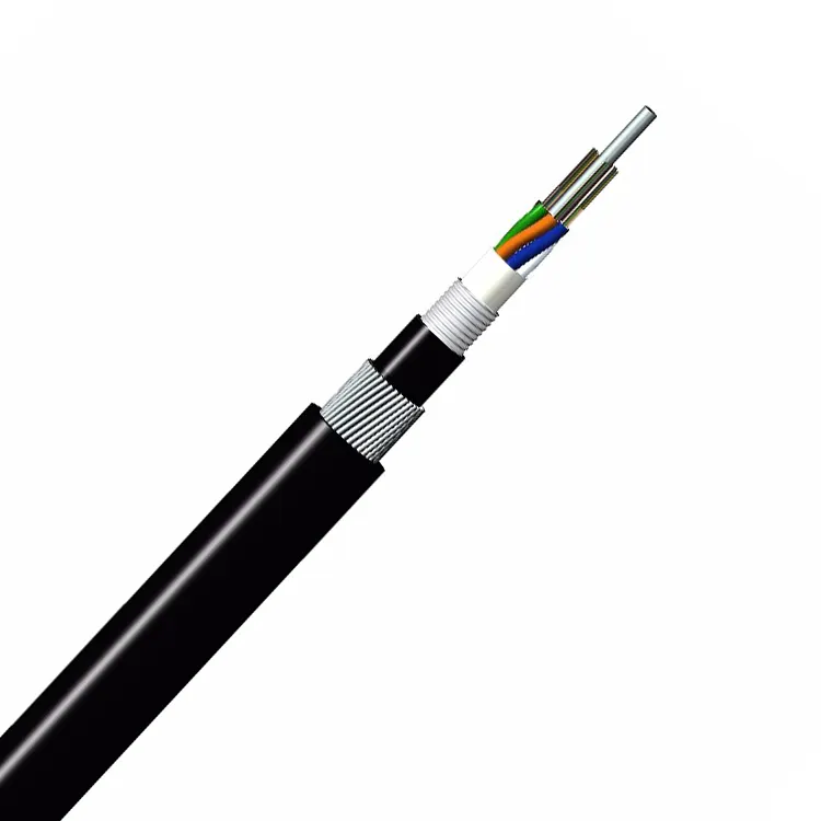 GDTA33 Kabel Komposit Fotoelektrik Lapis Baja Berselubung Ganda 2 ~ 72 Core Kabel Telekomunikasi Serat Optik Kapal Selam