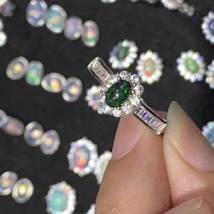 Cincin Perak 925 dengan <span class=keywords><strong>Opal</strong></span> Alami Potongan Oval dan Gelang <span class=keywords><strong>Opal</strong></span> Hitam Perhiasan Batu Permata Klasik untuk Ulang Tahun - Product Image 6