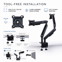 Support de bureau pour deux moniteurs, fixation VESA, réglable à 90 degrés, ergonomique, robuste, accessoires de bureau pour ordinateur, support de moniteur pour jeux