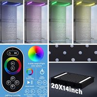 Système de douche moderne en laiton à double tête avec LED thermostatique, pommeau de pluie 14x20 pouces, inverseur 3 voies, ensemble de douche noir mat