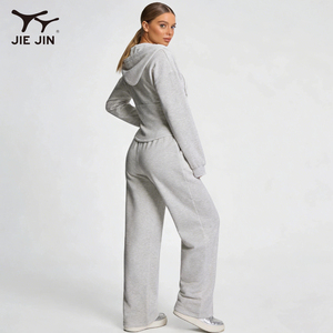JIEJIN Survêtement Baggy à Jambes Larges avec Logo Personnalisé pour Femme, Marque Privée Y2k, de Haute Qualité - Product Image 3