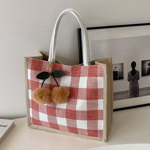 Borsa di Tote di <span class=keywords><strong>cotone</strong></span> e lino di grande capacità ecologica stampata con Logo personalizzato all'ingrosso che possono essere aggiunti ciondoli - Product Image 5