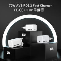 Chargeur Mural Ultra-Rapide GaN 70W pour Ordinateur Portable, Chargeur de Voyage Universel avec Écran TFT, Prises PD 3.2, PPS, AVS, USB-C – Prix de Gros