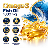 Gélules d'huile de poisson Oméga-3 OEM ODM 1000mg EPA DHA Acides gras marins Complément alimentaire nutritionnel quotidien Marque privée Vente en gros B2B