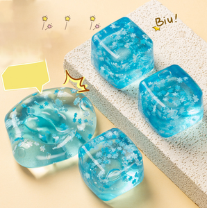 Pelotas Antiestrés para Niños y Adultos, Cubos de Hielo Grandes, Juguetes Sensoriales, Cubo Azul - Product Image 1