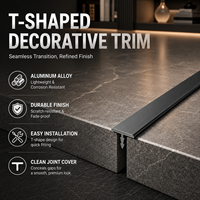 Profilé en T en aluminium étanche pour carrelage, bande de transition métallique pour la décoration des joints de sol, mur et plafond