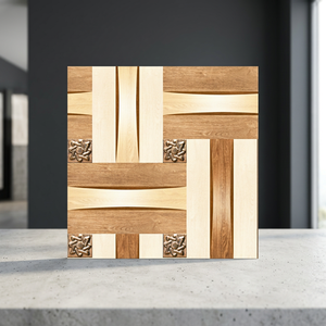 Carreaux de sol en céramique effet planches de bois 400x400mm, brillants, en porcelaine émaillée numérique, pour salle de bain et cuisine - Product Image 4