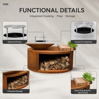 Barbecue et foyer extérieur en acier Corten robuste pour jardin