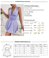 2025 Summer Women's A-Line Mini Dress Deep V-Neck Low-Cut Halter Sleeveless Ruffled Design Eco-Friendly Spandex Washable