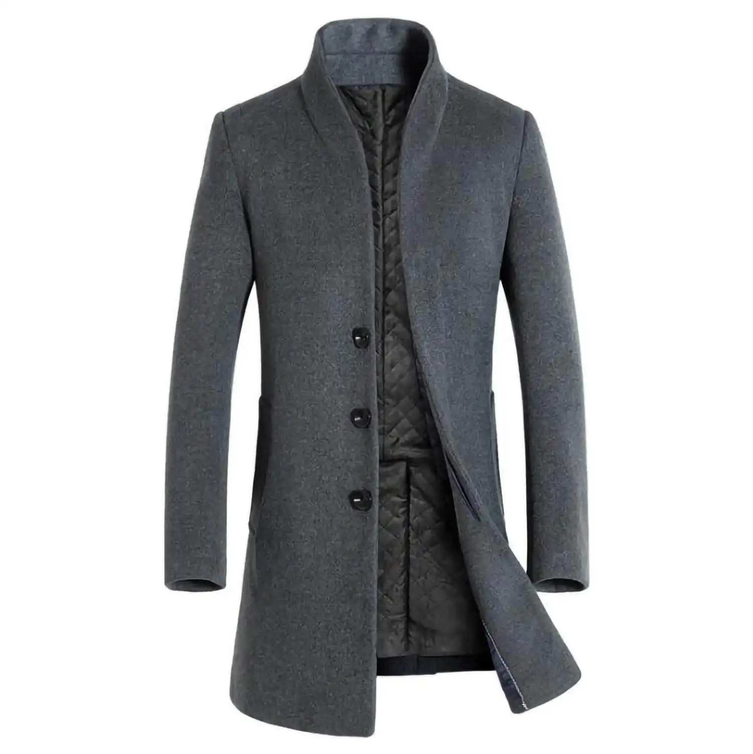 Latest design long woolen coats for men cheap china wholesale clothing