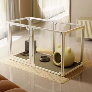 Clôture pour lapins en acrylique transparent moderne 70 pour petits chiens - Utilisation en intérieur Parc pour animaux de compagnie pliable Pièce unique ou accessoires - Product Image 4