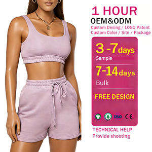 ชุดกีฬาฤดูร้อนสำหรับผู้หญิง ชุดเซ็ตเสื้อครอปและกางเกงขาสั้น แบรนด์ดัง ชุดวอร์ม 2 ชิ้น สำหรับผู้หญิง - Product Image 2