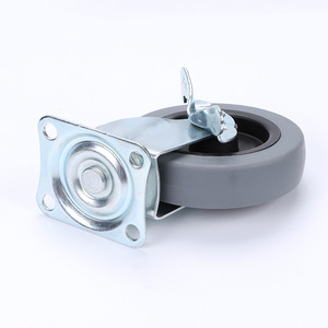 Heavy Duty TPR Rubber Caster Wheels 3 Inch Swivel With Brake Flat Bed Trolley Casters Silent Operation Universal Wheel - Product Image 3