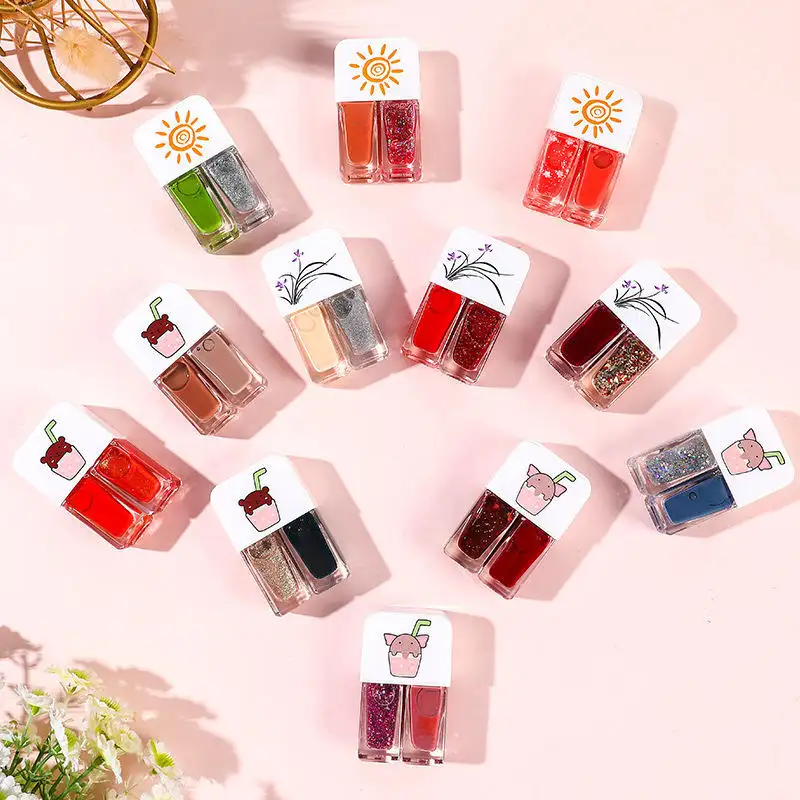 2023 Wholesale Double Color Kids Water Based Nail Polish Private Label Non Toxic Quick Drying Twin Water-based Nail Polish
