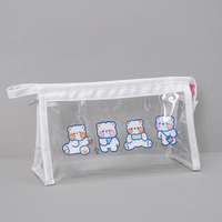 Étui à crayons transparent en PVC imprimé de dessin animé avec fermeture éclair pochette en plastique transparent 20*8*12cm pour les filles dans les écoles et les bureaux