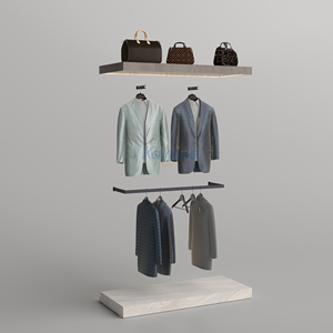 Rail de suspension pour chemises et présentoir à cravates Kainice avec éclairage LED double zone et étagères réglables pour magasin de vêtements pour hommes - Product Image 1