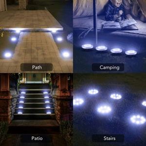 Landscape Stainless Steel 8 Led <b>Solar</b> Powered Disk <b>Lights</b> Cold/Warm <b>Solar</b> Lawn Deck <b>Light</b> Outdoor <b>Solar</b> <b>Ground</b> <b>Light</b> - Product Image 4