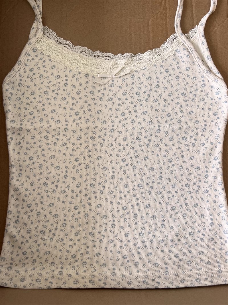 Apricot bottom with blue flower--vest
