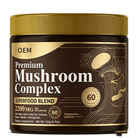 OEM 프리미엄 버섯 복합 슈퍼푸드 블렌드 1회 제공량당 2200mg 60개 채식 캡슐 순중량 132g 건강 보조 식품