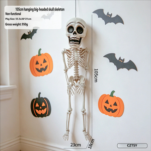 Teschio Gigante da 105 cm, Scheletro Decorativo di Halloween, Oggetto Horror con Articolazioni <span class=keywords><strong>Mobili</strong></span>, Decorazione per Casa Stregata - Product Image 6