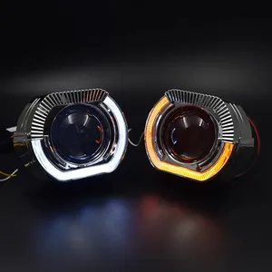 CQL 2.5inch 3.0inch Hid Xenon Bi Led Projector Lens BM-W X-Sport LED Shroud With White Amber LED Angel Eyes Halo Ring