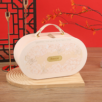Boîte cadeau en papier avec poignée ovale en relief, valise rigide en carton, boîte cadeau personnalisée imprimée pour souvenir de mariage