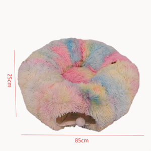Flauschiges, leicht zu falten des und offenes Plüsch-Katzen bett mit multifunktion alem Tunnel-Guckloch rohr und Tunneln für Innen katzen - Product Image 6