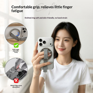 磁気ニットリストストラップ電話リングホルダー 360 回転可能折りたたみ式デスクトップスタンド iPhone Android スマートフォン用 - Product Image 4