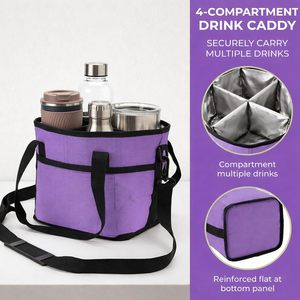 Borsa porta bevande con 4 scomparti, borsa termica in nylon con tracolla regolabile per bottiglie d'acqua e bicchieri - Product Image 3