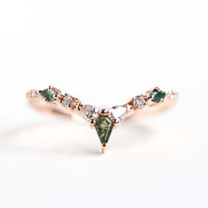 Elegant 925 Sterling Silver Green <strong>Moss</strong> <strong>Agate</strong> Kite Cut Engagement <strong>Ring</strong> - Product Image 4