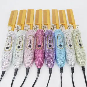 Professional Portable Tech Straighteners Electric bling hot comb Hairbrush Comb Hair Straightener In Pakistan with Logo