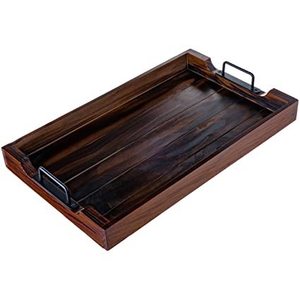 Wholesale Handmade Eco Friendly Rectangle Wooden Serving Tray <b>Rustic</b> Abstract Floral Decorative Breakfast Tea <b>Coffee</b> Custom - Product Image 3