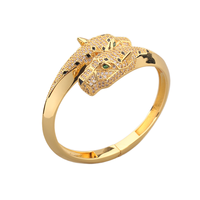 Nouveaux bijoux pour hommes et femmes, bracelet en cuivre plaqué or, bracelet léopard à double tête, bracelet léopard tacheté