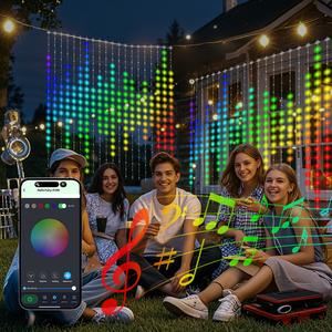 Đảng đám cưới DIY thông minh <span class=keywords><strong>LED</strong></span> Rèm lập trình Sync app điều khiển 2m 3M 400 <span class=keywords><strong>Led</strong></span> thác đèn <span class=keywords><strong>LED</strong></span> chuỗi cho rèm trang trí nội thất - Product Image 4