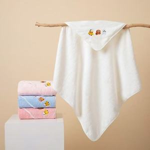 Juego de Toalla de Baño con Capucha para Bebé Recién Nacido, de Felpa Coral, Color Sólido o Estampado, Secado Rápido, Ecológico, Reutilizable para Uso Doméstico - Product Image 2