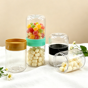 Bocaux en plastique transparent à double paroi, personnalisables avec logo, pour bonbons, noix, snacks ou cosmétiques. - Product Image 4
