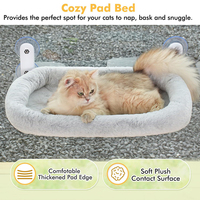 Lit suspendu pour chat en peluche gris clair, doux et confortable, moderne et personnalisé 2024, pour l'hiver, petit hamac pour chat, installation sur fenêtre avec ventouse
