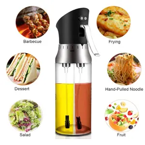 Spruzzatore olio Dispenser 2-in-1,CestMall Portatile Olio di Oliva di Mister Bottiglia di 200ml di Aceto Spruzzatore per la Cucina, BARBECUE, Insalate