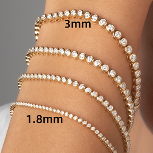 Bracelet et collier tennis en diamants de laboratoire CVD HPHT certifiés IGI, en or massif 10k, 14k, 18k, à quatre griffes, 3mm, 4mm, 5mm - Product Image 1