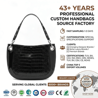 Sac à main hobo croissant noir en cuir verni gaufré croco, de luxe, à texture mixte, orné de clous argentés, pour femme, personnalisable OEM