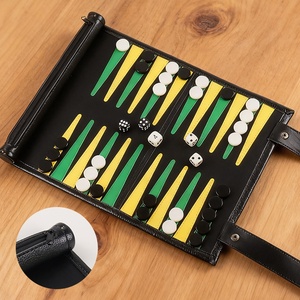 Backgammon <span class=keywords><strong>da</strong></span> Viaggio Arrotolabile, <span class=keywords><strong>Giochi</strong></span> <span class=keywords><strong>da</strong></span> Tavolo Portatili in Pelle PU, Set di Backgammon per Adulti - Product Image 1