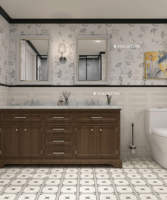 Vente flash - Carreaux de sol en porcelaine noire à bords droits mats, faciles à nettoyer, pour salle de bain